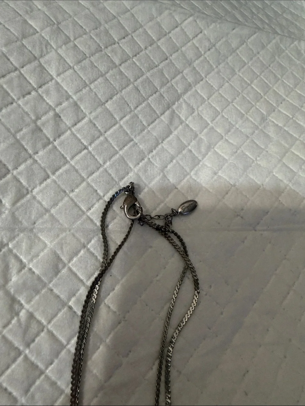 Y2k guess Silver-tone Necklace with Blue Bow and Heart Charms